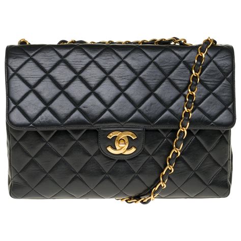 sac classique chanel noir|Grand sac classique Chanel cuir matelassé noir.